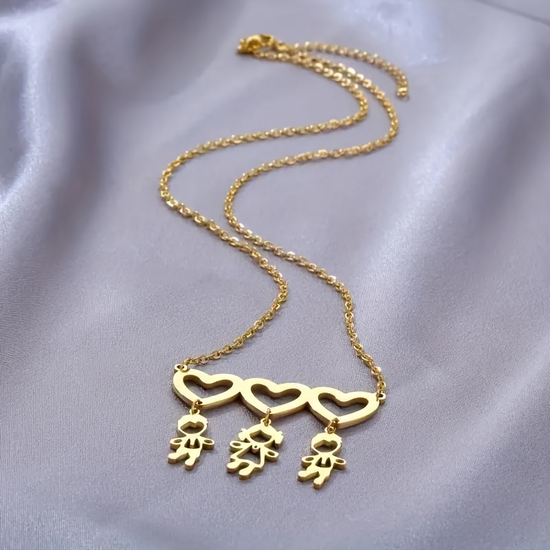 Custom Personalized 3-Name Hollow Heart Necklace — 18K Plated Gift